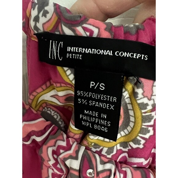 Womens International Concepts Pink Paisley Sleeveless Tank Keyhole Neck Petite S - Picture 7 of 8